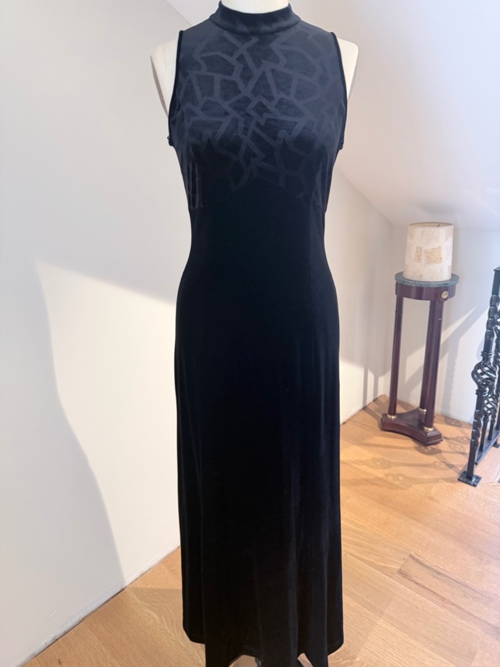 Y2K Sleek Black stretch velvet gown